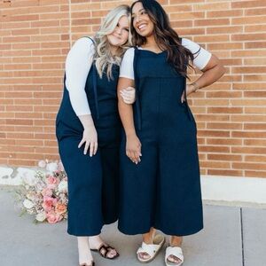 See N Be Seen women’s 3X Navy blue jumper overalls jumpsuit modest NWT feminine